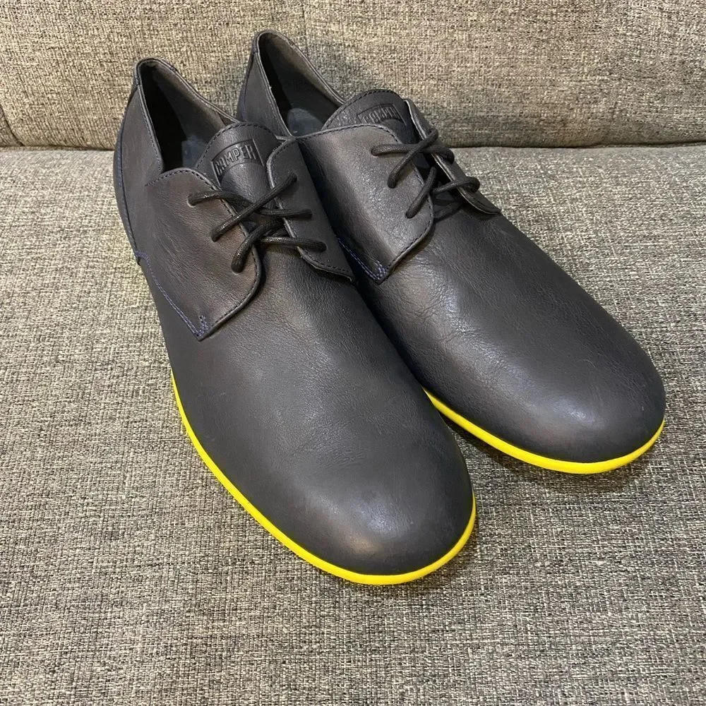 CAMPER Navy Blue Yellow Leather Loafers Men’s Size 45